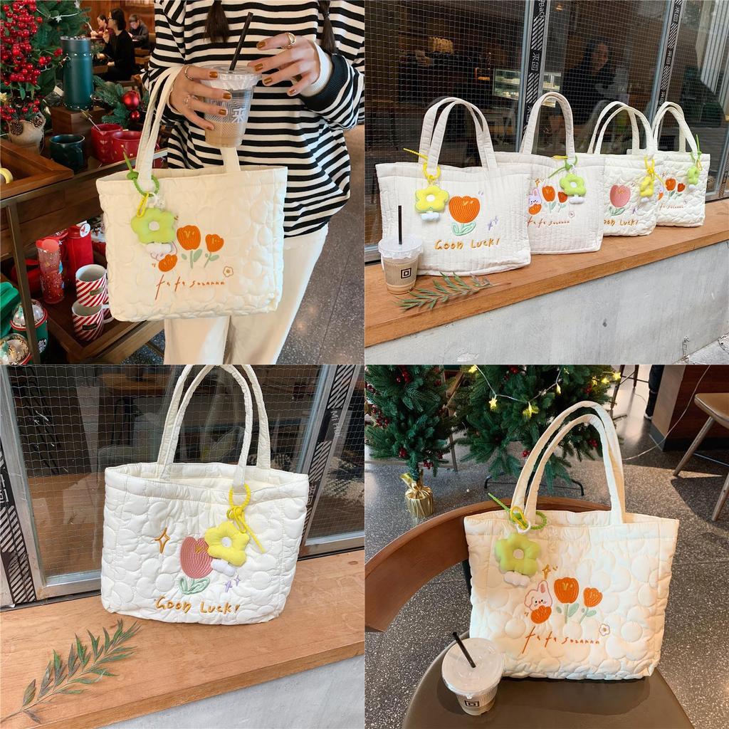 Trendy Polyester Tote Bag With Cute Embroidery Ideal For Daily Use And School