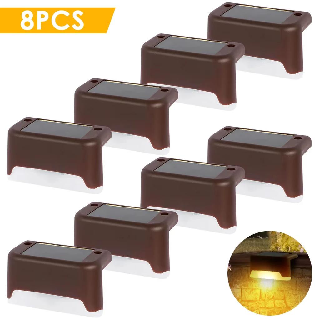 4–16PCS Solar LED Step Lights Waterproof Stair Fence Deck Railing Lamps for Outdoor Patio Yard Pathway Garden Night Decoration