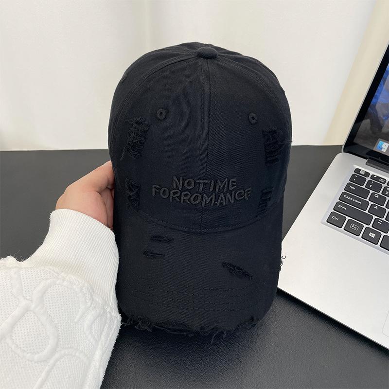 Vintage Ripped Letter Embroidered Baseball Cap Children's Summer Versatile Face Peaked Cap Wide Brim Soft Top Sun Hat