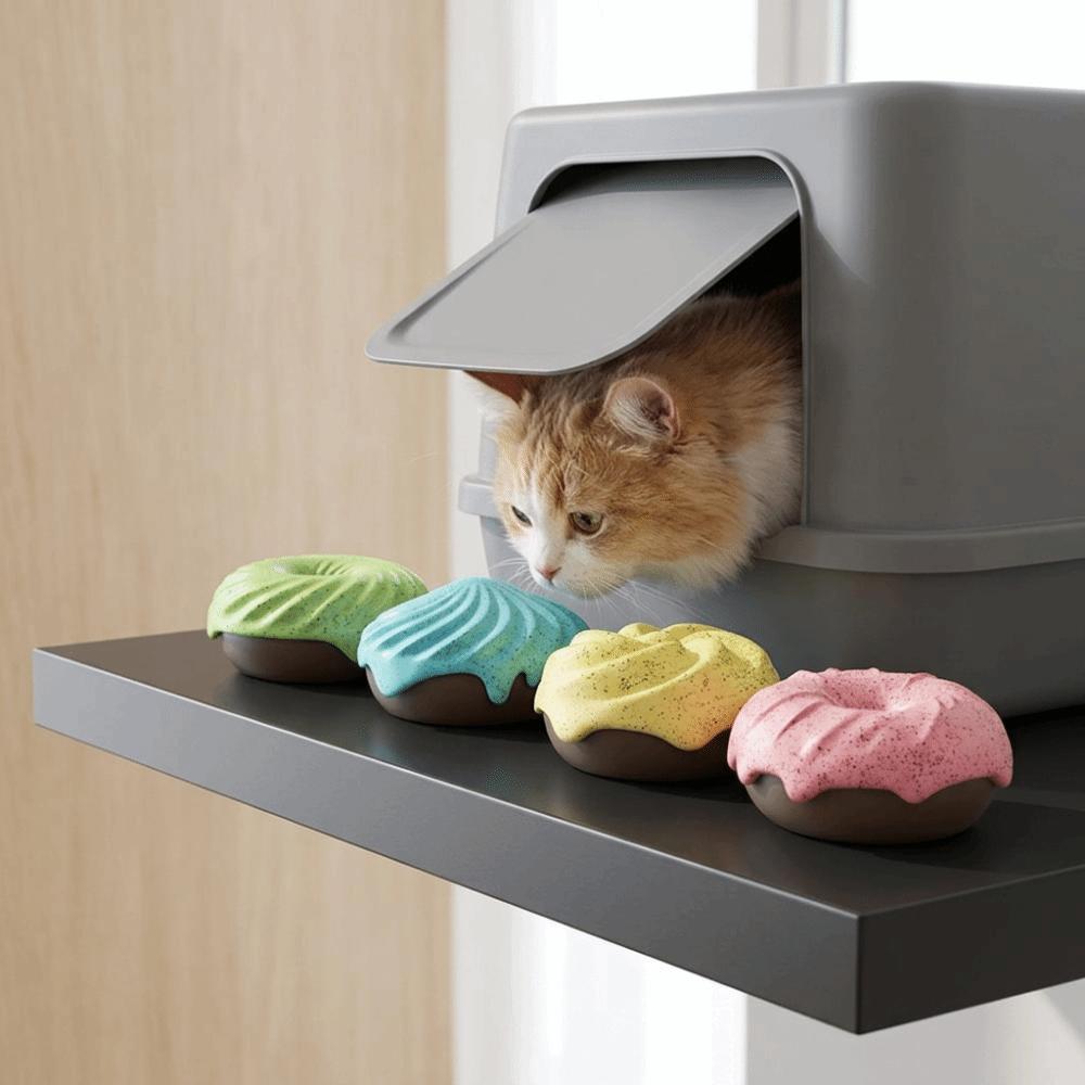 4pcs Donut Shaped Pet Deodorizer Light Fragrance Litter Box Odor Remover Pet Travel Carrier