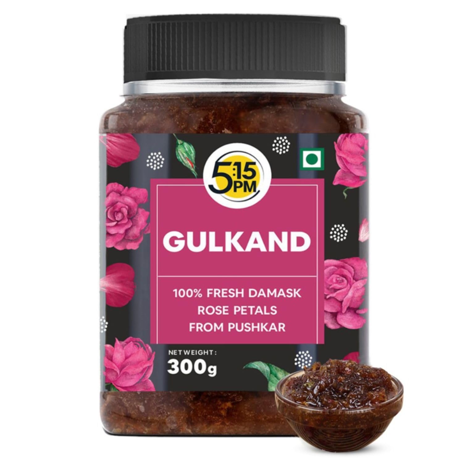 5:15PM Premium Rose Gulkand for Paan 300g Sun Cooked Natural Pure Organic Refreshment