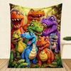 Flannel Throw Blanket Cute Smiling Dinosaurs HD Digital Print,suitable for Sofas,beds,offices,travel,camping Chairs,warm Blanket