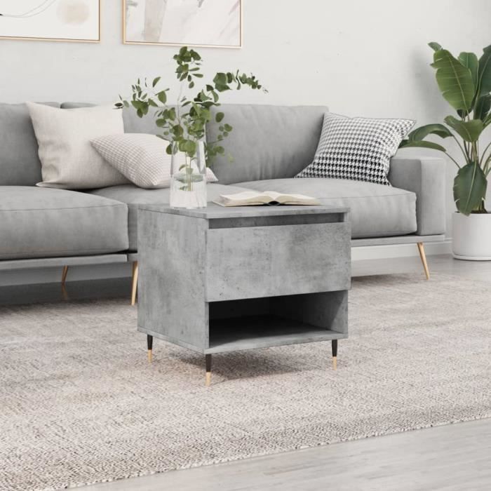 Table basse - VIDAXL - 50x46x50 cm - Bois d'ingénierie - Gris béton - Design contemporain