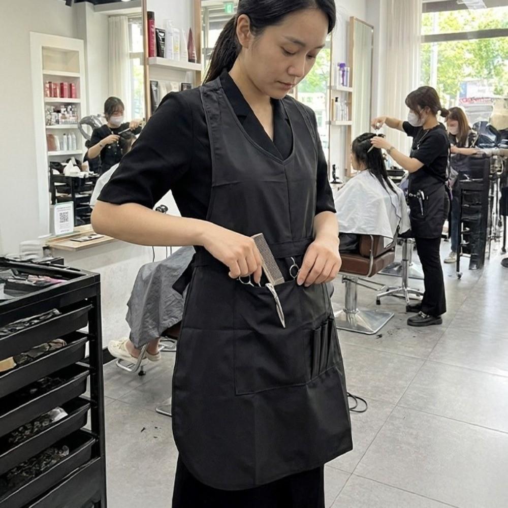 Waterproof Black Stylist Apron Professional Barber Shop Work Clothes Hairdressing Gown  Hairstylist