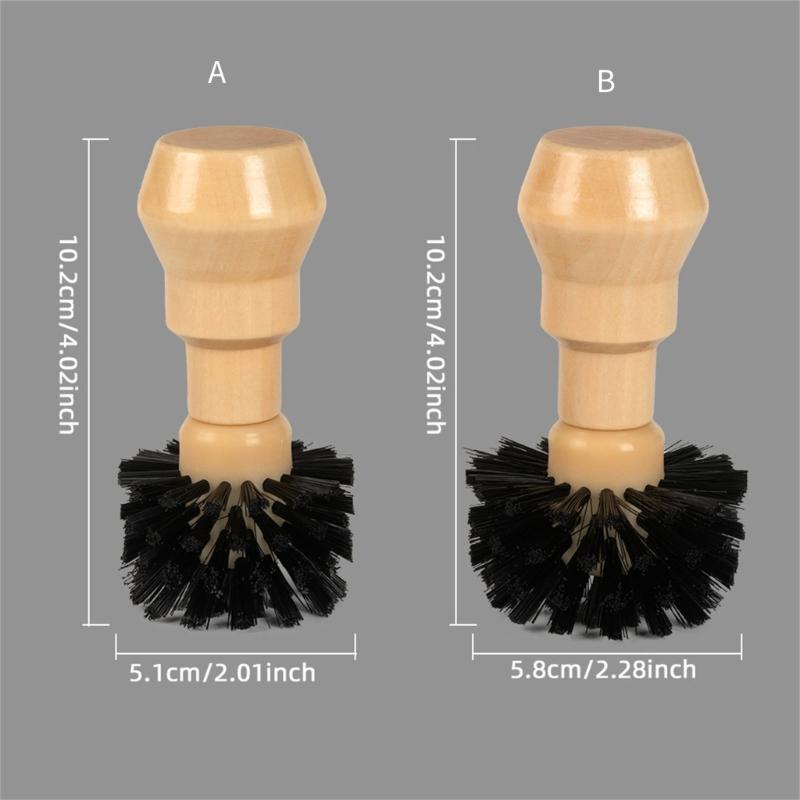 Heavy Duty Espresso Machine Brush With Stiff Nylon Fibers and Ergonomic Beechwood Handle Kitchen Tool