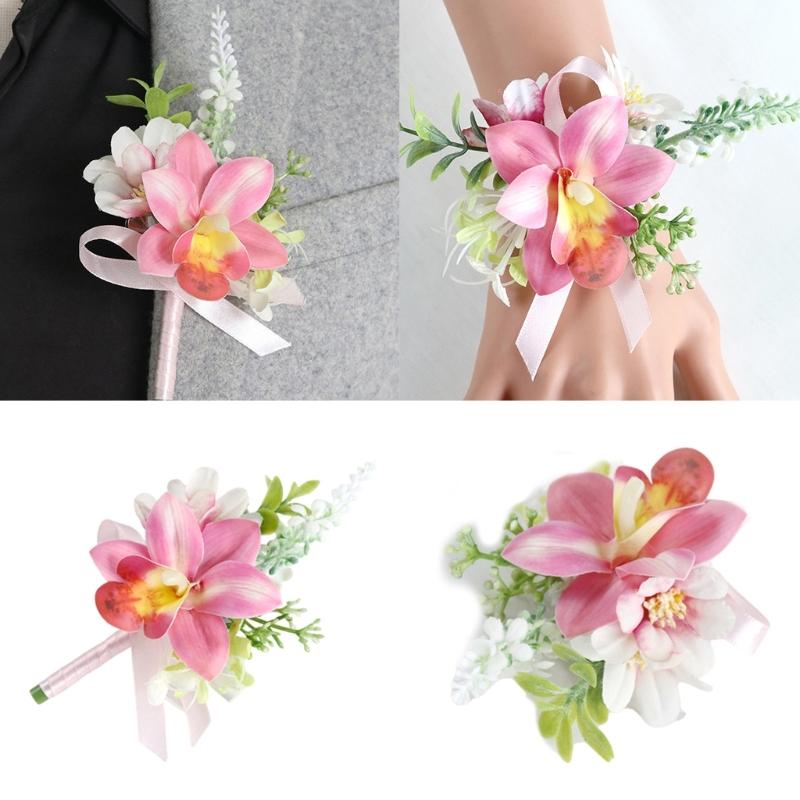 Artificial Silk Flower With Pin Clip Realistic Flower Decoration Set For Elegant Wedding Corsage And Wrist Flower