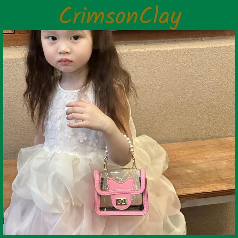 Pearl Transparent Handheld  Handbag Childhood Fun Stitching Shoulder Single