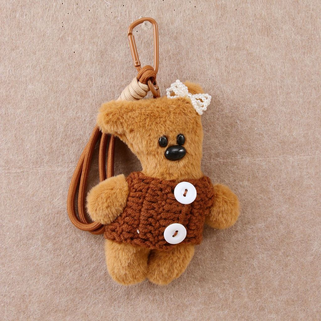 Plush Bear Keychain With Cartoon Design For Car And Bag Decor