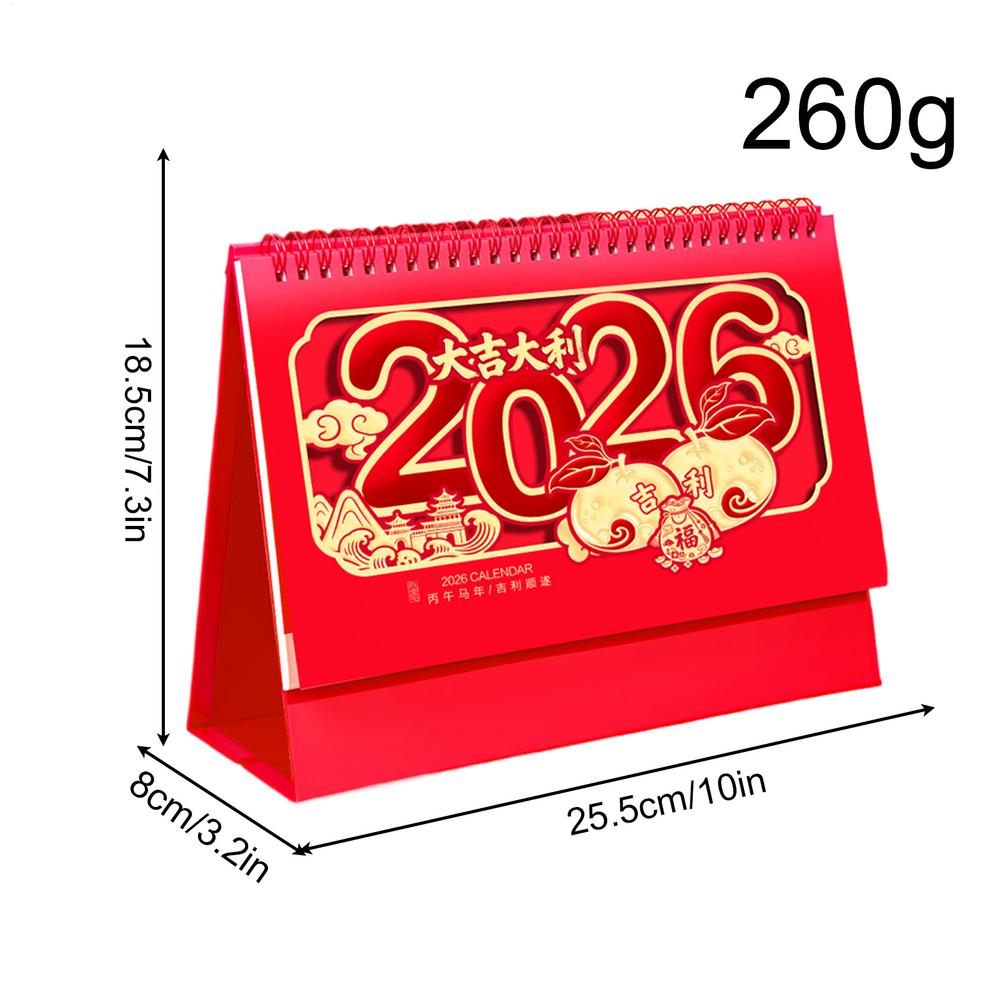 Desktop Calendar 2026 Year Of The Horse Red Hollow Table Calendar Creative Celebration Chinese Style Monthly Calendar Home Decor