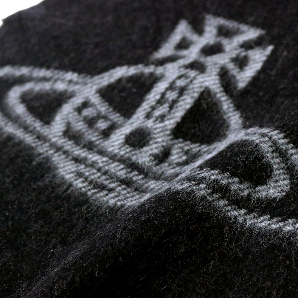 VIVIENNE WESTWOOD Big Logo Orb Scarf Fringe Wool Muffler (81030006-W00QL) 100% (Black)