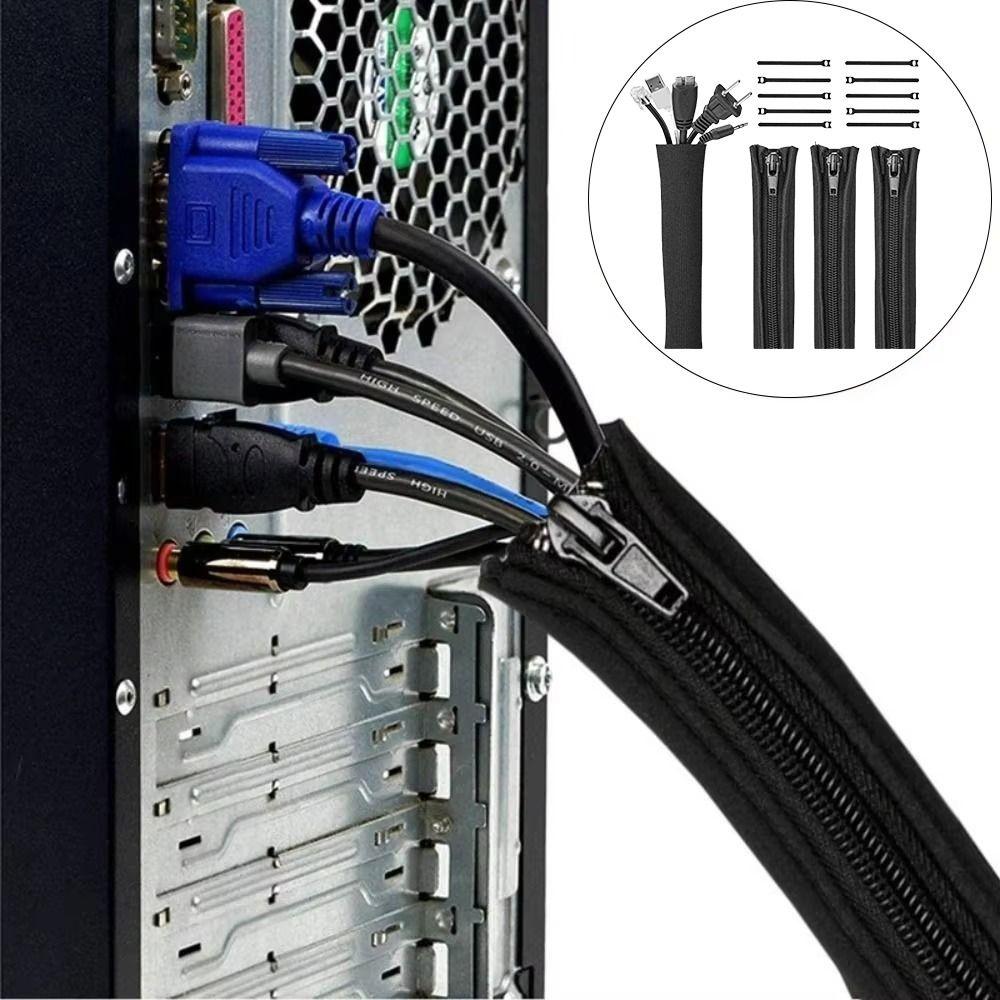 Data Cable Cable Management Sleeve Computer Cable Storage Cover  Computer Setup