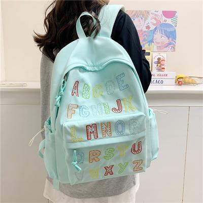 Letter Women's Backpack Junior High School Student Backpack College Style Large Capacity School Bag