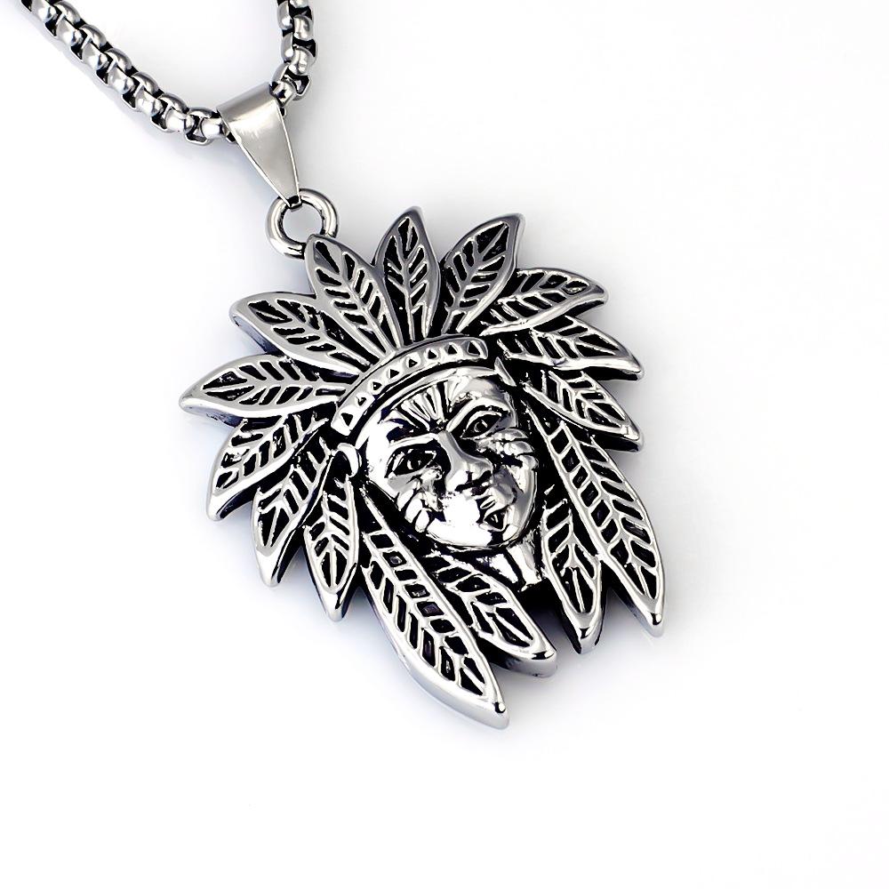 Viking Dragon Pattern Stainless Steel Necklace Bold Retro Fashion Jewelry