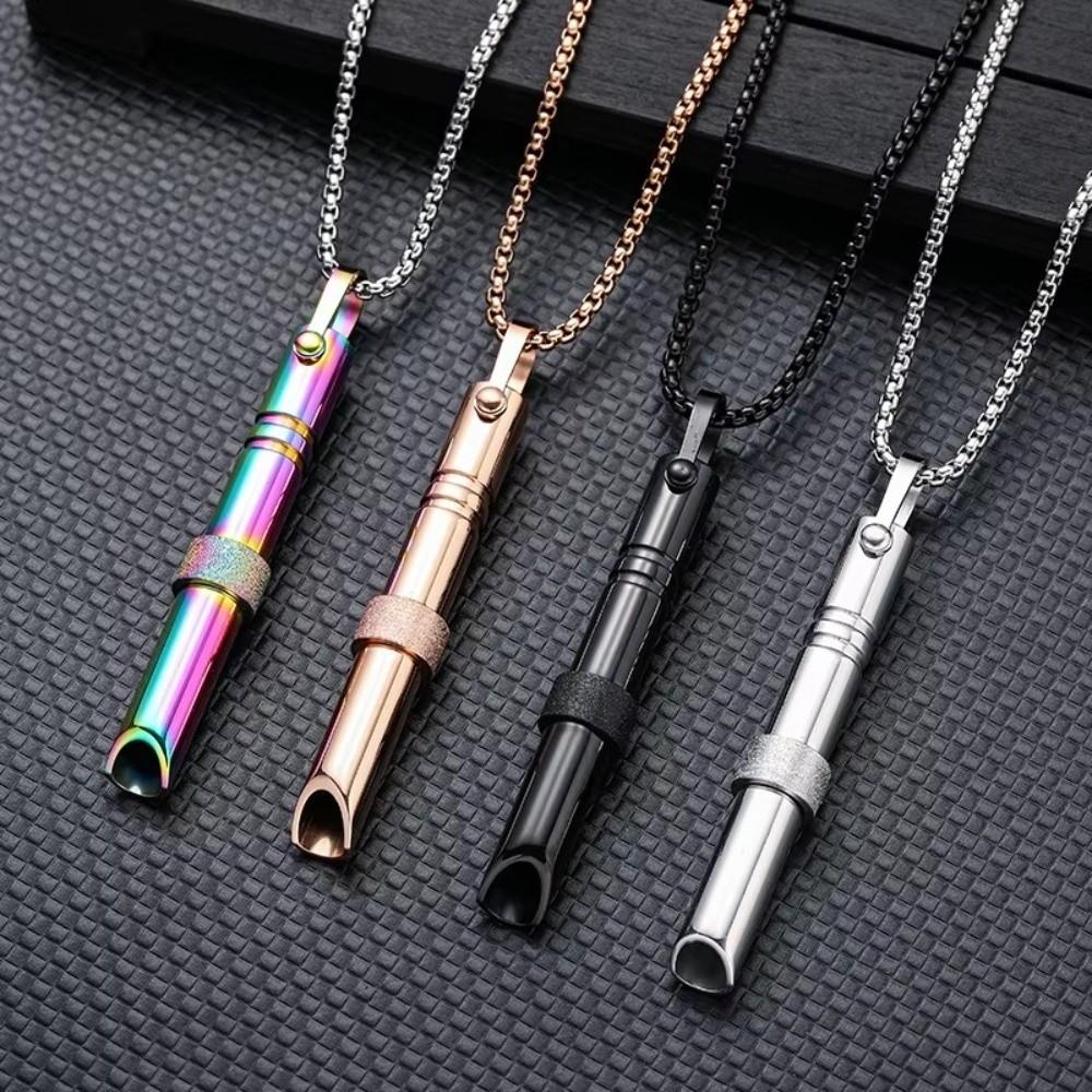 Mindfulness Training Whistle Necklace Rotatable Portable Relaxation Necklace Stainless Steel Yoga Necklace Necklace