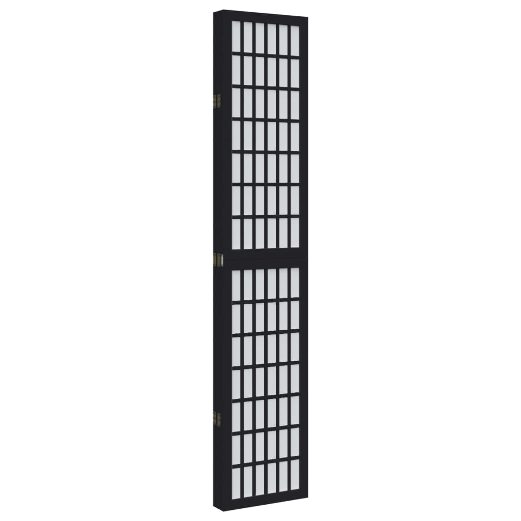 5 Piece Black Solid Wood Folding Screen Paulownia
