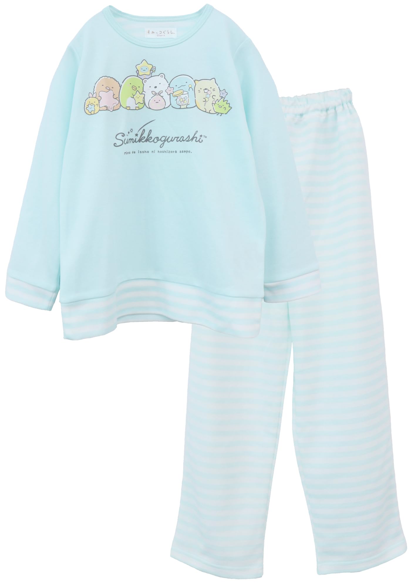 

Kaituck Family Sumikkogurashi Kids Pajamas, Long Sleeve, Striped, Layered Style, Spring/Autumn, Green/Purple, 130cm, 140cm, 150cm (130cm, Green)