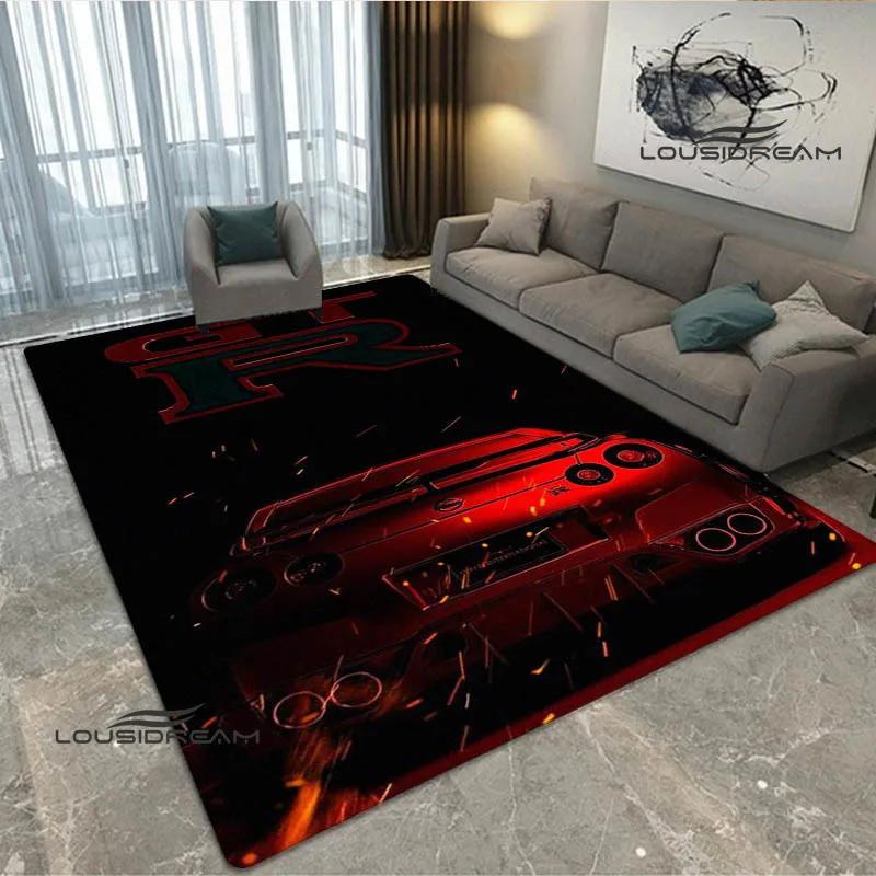 JDMs GTR Flag Car Pattern Carpet Decoration Room Home Outdoor Decor Racing Rug Non Slip Washable Game Style Floor Mat