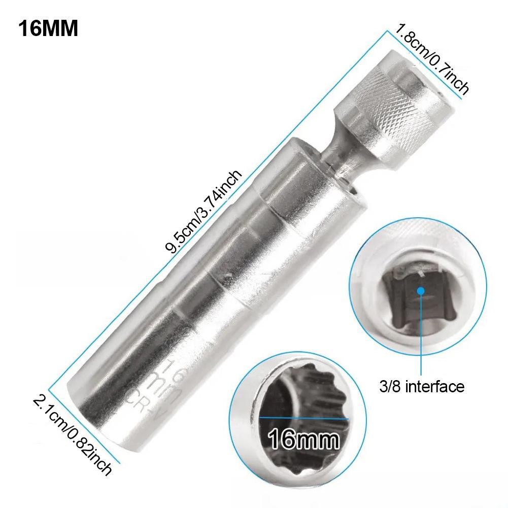 Universal Auto-Reparaturwerkzeug 14mm 16mm Zündkerzennuss Schraubenschlüssel Adapter Set Gelenk mit Magnetischer Flexibler Nuss Dünnwandig 3/8" Antrieb