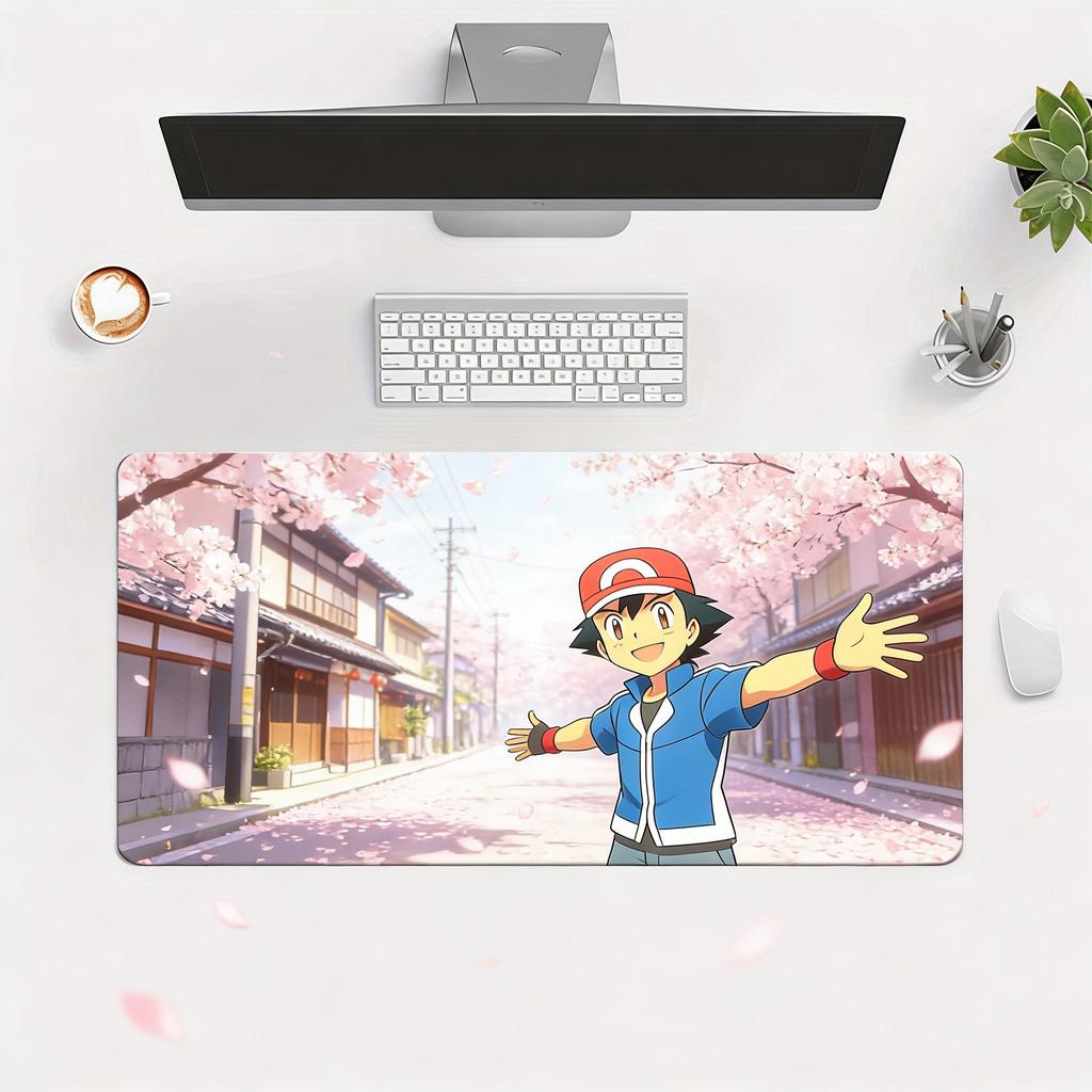 Pokemon Ash Ketchum with Pikachu Group Anime Extended Gaming Mouse Pad Large Desk Mat for PC Laptop