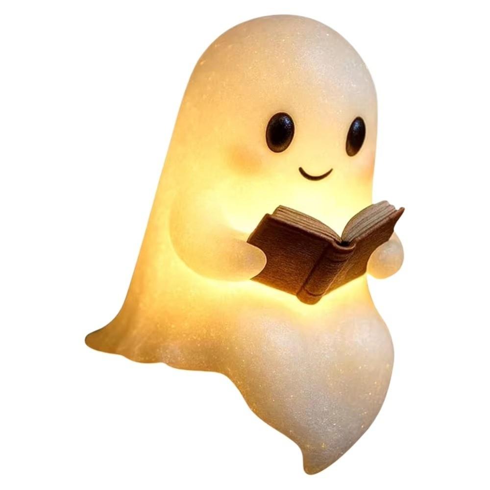 Ghost Statue Halloween Ghost Reading Book Lamp 3D Ghost Reading Night Lights