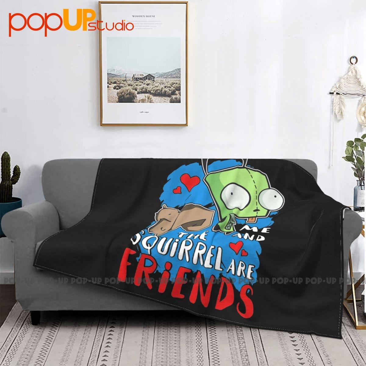 Friends Squirrel & Gir Invader Zim Alien Blanket Plush Sofa Bed Mechanical Wash 40x50in