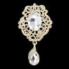 DIEZI Luxury Gold Silver Color Crystal Flower Bridal Brooches for Wedding Women Party Rhinestone Bouquet Water Drop Brooch Pins