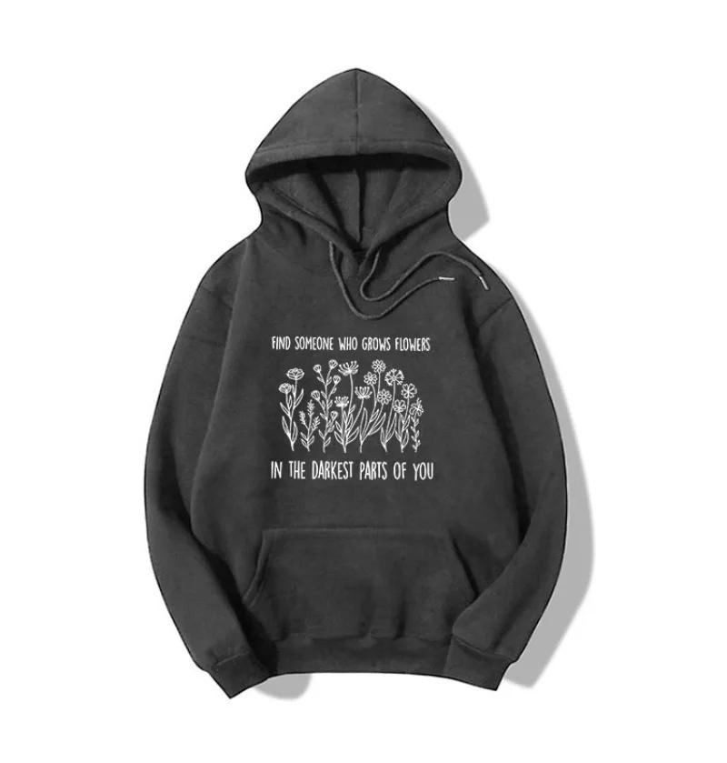 Blessyuki Plus Size Harajuku Printed Hoodies Women Clothes 2023 Осень Зима Повседневная Винтажная Уличная Толстовка Женский Джемпер S серый 1469₽