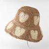 Handmade Bucket Hat Elegant Colorful Decorated Cloches Style for Women Party Heart Hat Cloche Lady Knitted Bucket Hat