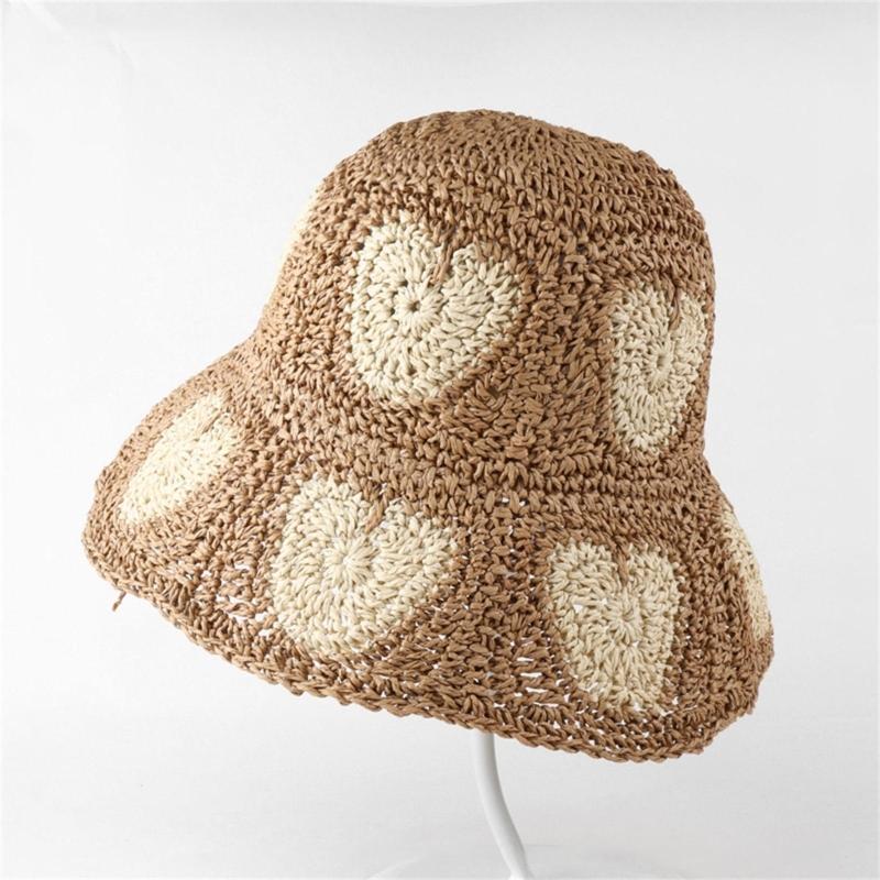 Handmade Bucket Hat Elegant Colorful Decorated Cloches Style for Women Party Heart Hat Cloche Lady Knitted Bucket Hat