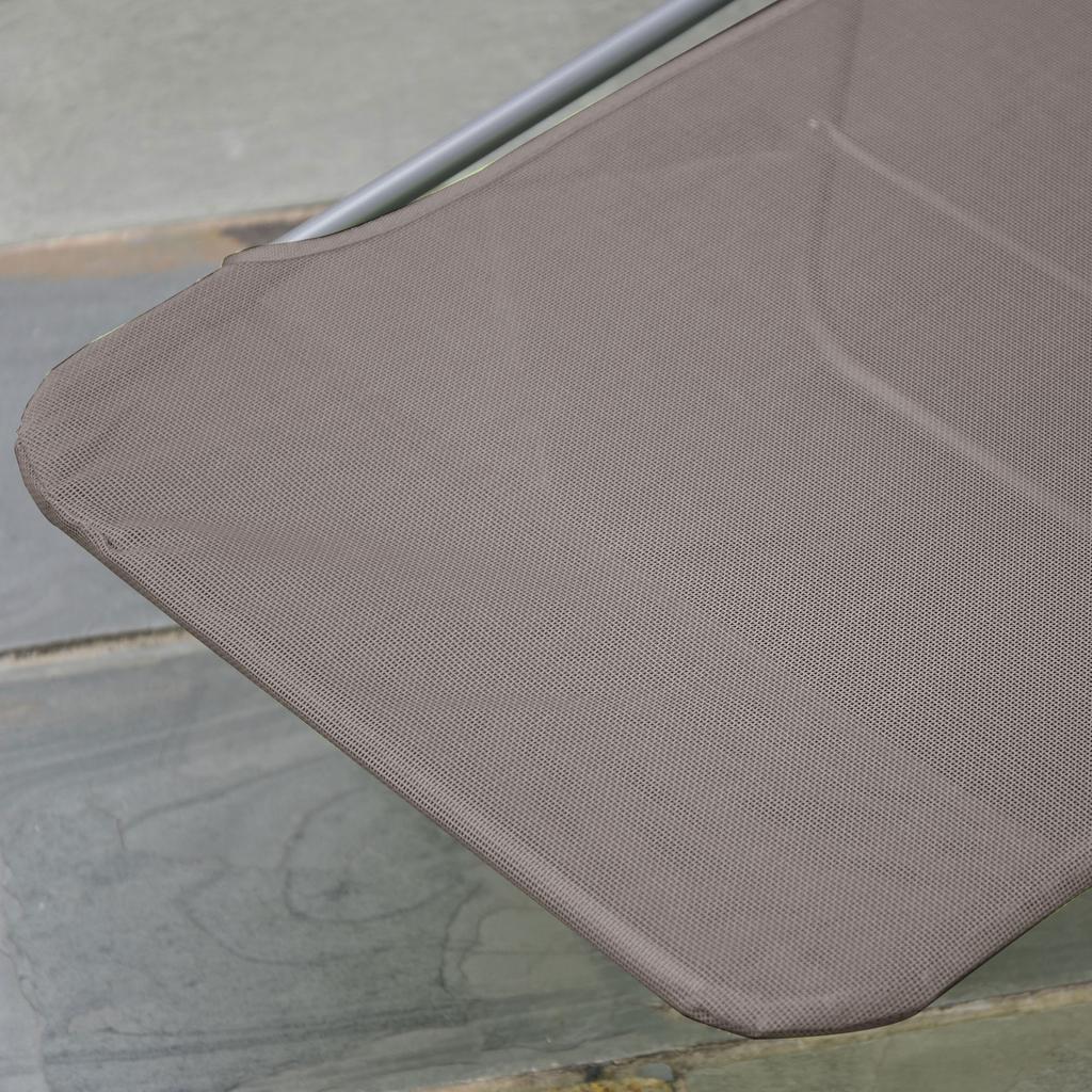 Folding Sun Lounger Texteline Reclining Sun Bed With 5 Position Adjustable Backrest Headrest Coffee