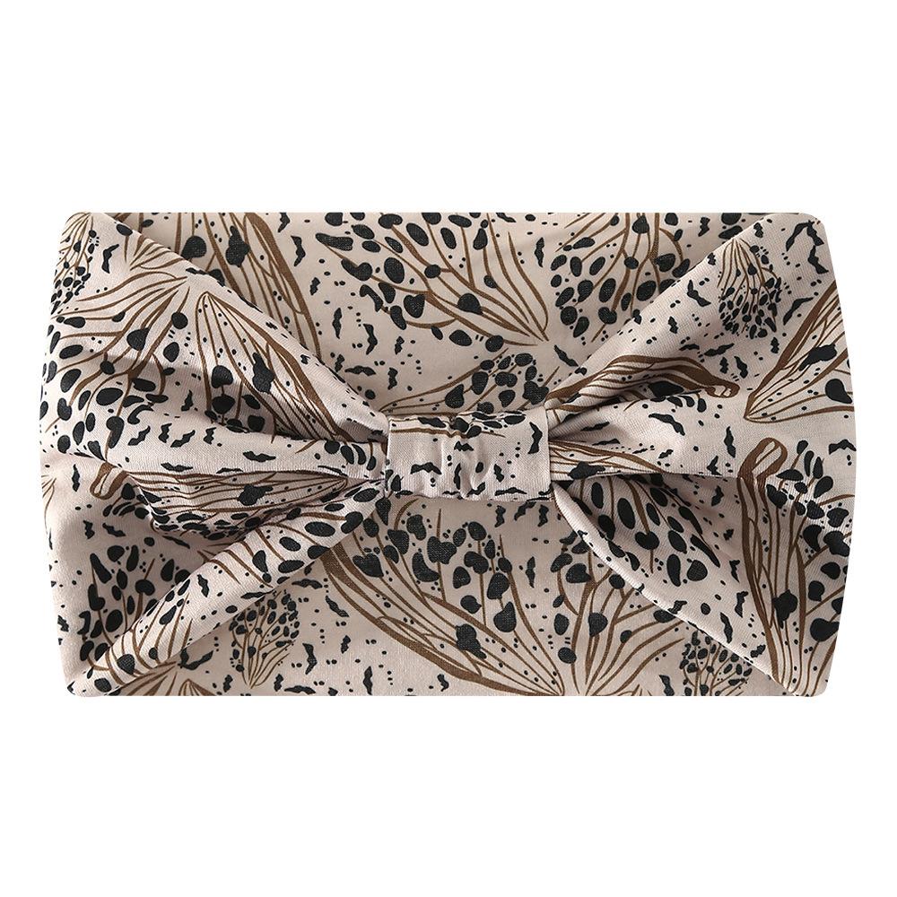 Bohemian Printed Hair Bands, Elastic Breathable Wide Edge Headwear бежевый