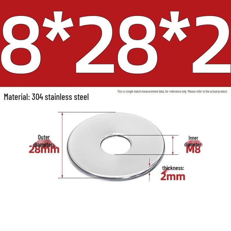 Extra Large Thickened Flat Washer - 304 Stainless Steel, M3 to M30 Sizes