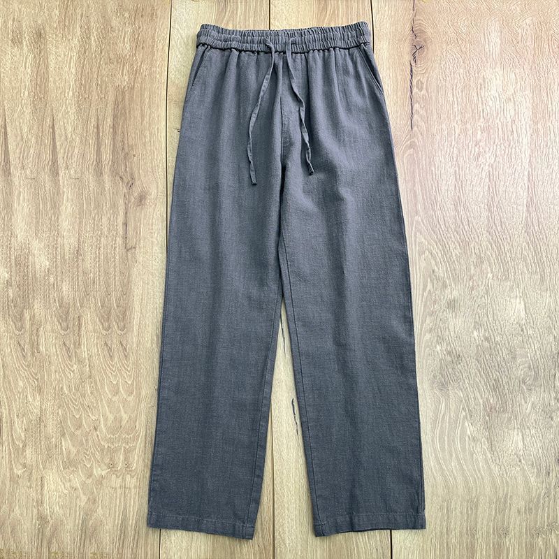 High-end Pure Linen Men's Pants, Summer Linen Pants, Men's Cotton and Linen Pants, Loose Wide-leg Straight Casual Trousers, Spring and Autumn