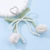 Yogodlns 1PC Elegant Exquisite Bow Pearl Simulation Tulip Fabric Bag Pendant Sweet Personalized Style Handbag Pendant