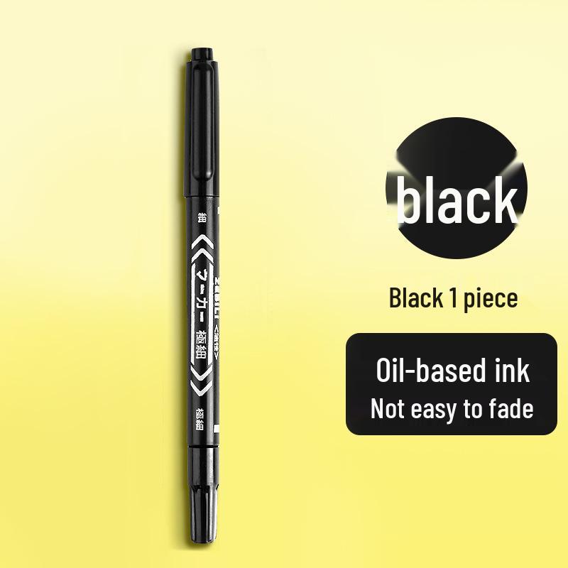 Черный водостойкий маркер с двумя наконечниками (тонким) для рисования и школы