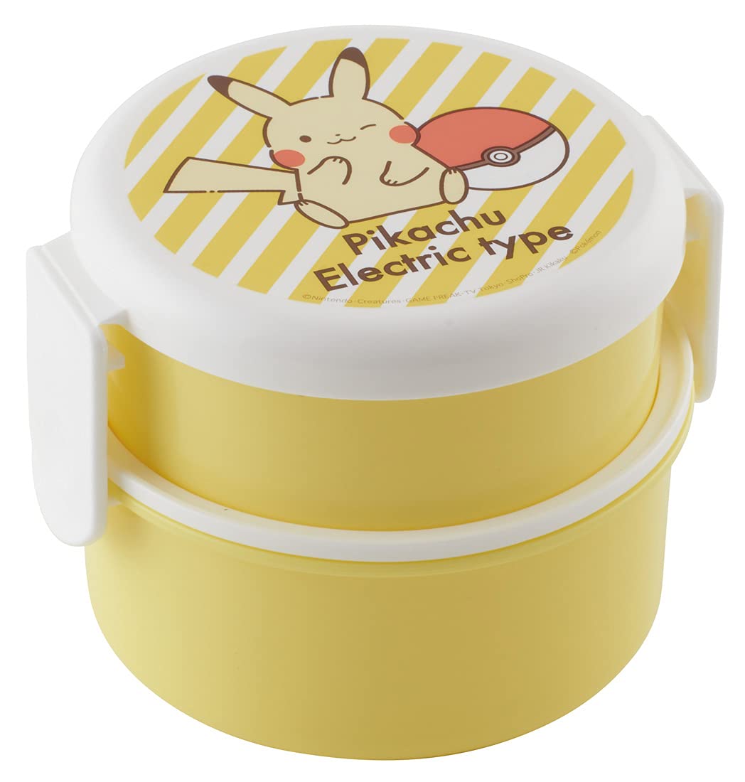 

Skater Silver Ion Antibacterial Bento Pikachu Electric Made in 500ml Ag+ Box, 2-Tier, Round, Design, Japan, (ONWR1AG-A)