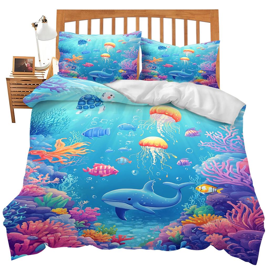 Ocean Bedding Sets Sea Theme Comforter Duvet Cover Bedroom Decor Queen King Size Quilt Covers With 2 Pillowcases For Kids Adults