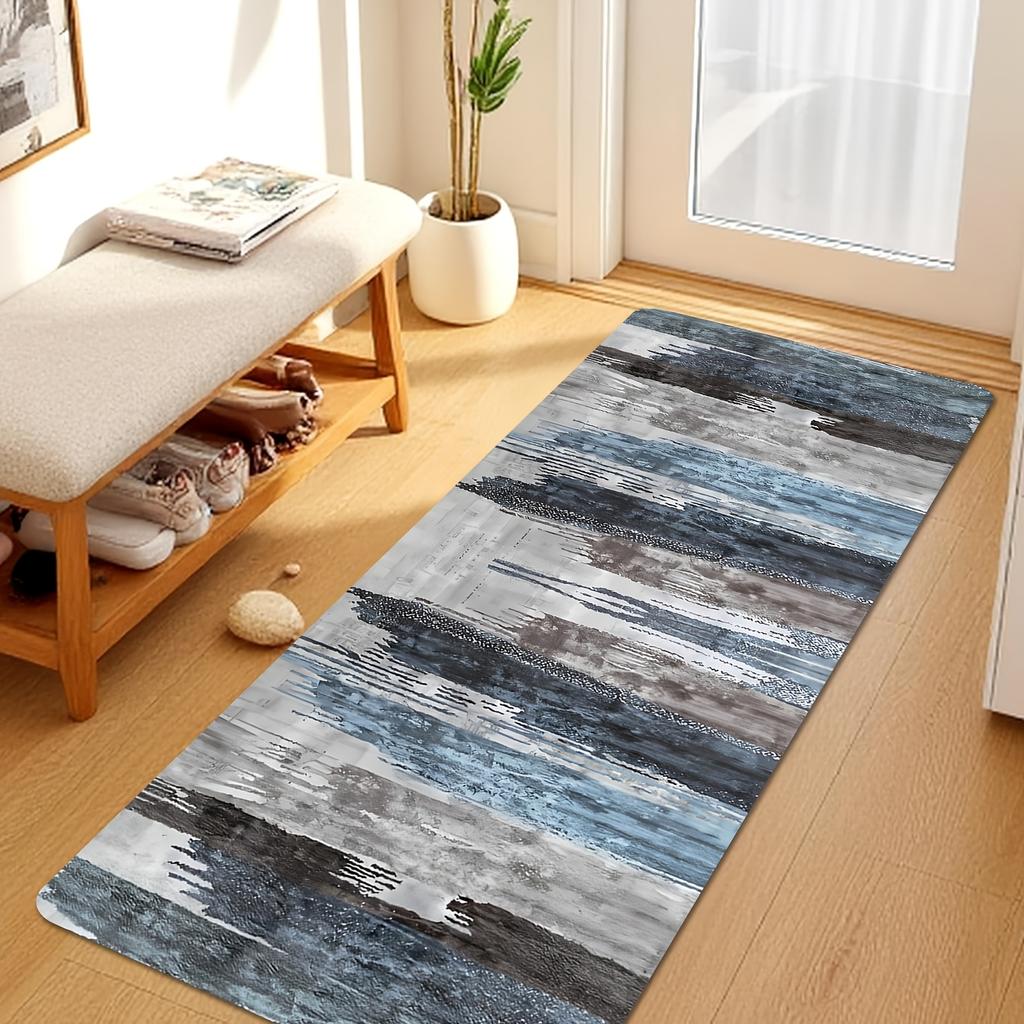 Modern Minimalist Abstract Geometric Runner Rug, Non-Slip Washable Mat for Hallway Entryway Bedroom Sofa Area