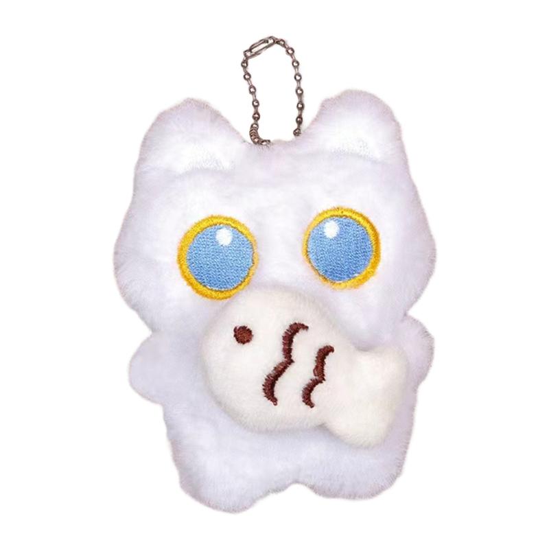 Adorable Plush Black Kitten Keychain With Bells And Fish Toy Christmas Tree Ornament Gift For Kids Birthday Decorations