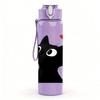 1PC Black Cat Red Heart Pattern 750ml Color Plastic Sports Water Bottle Leakproof Flip Straw Lid Suitable for Sports Office Home Use
