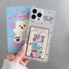 Card Slot Holder Silicone Wallet Pocket Case For Xiaomi Redmi Note 13 Pro Samsung A25 A35 Realme 10 Transparent Cover Shockproof Clear Full Protection