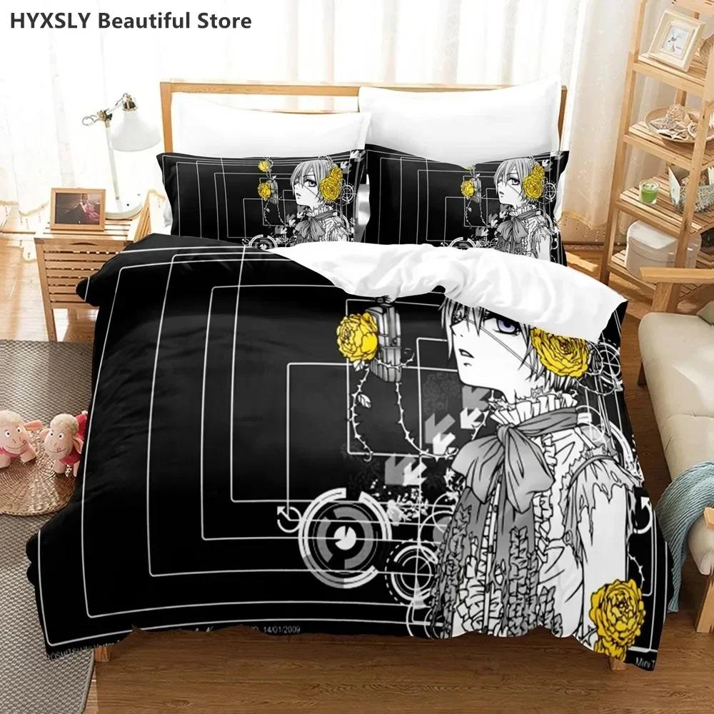 Black Butler Anime Bedding Set Duvet CoverPillowcases Single Twin Full Queen King Kids Teens 3D Duvet Cover Sets Bed Linen