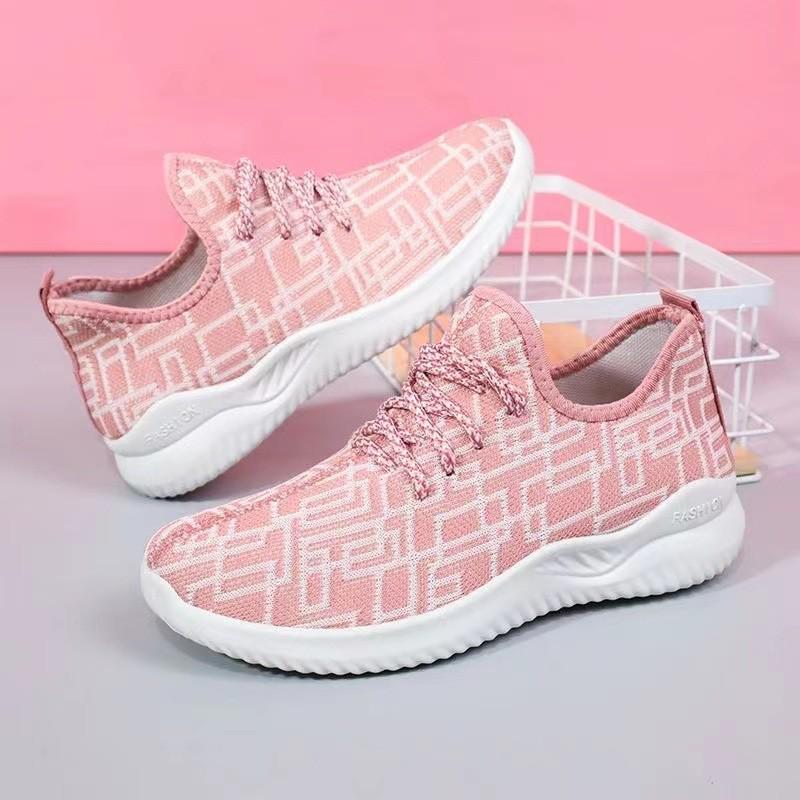 Flyknit Women s Lace-up Lightweight Breathable Walking Shoes for Summer 37