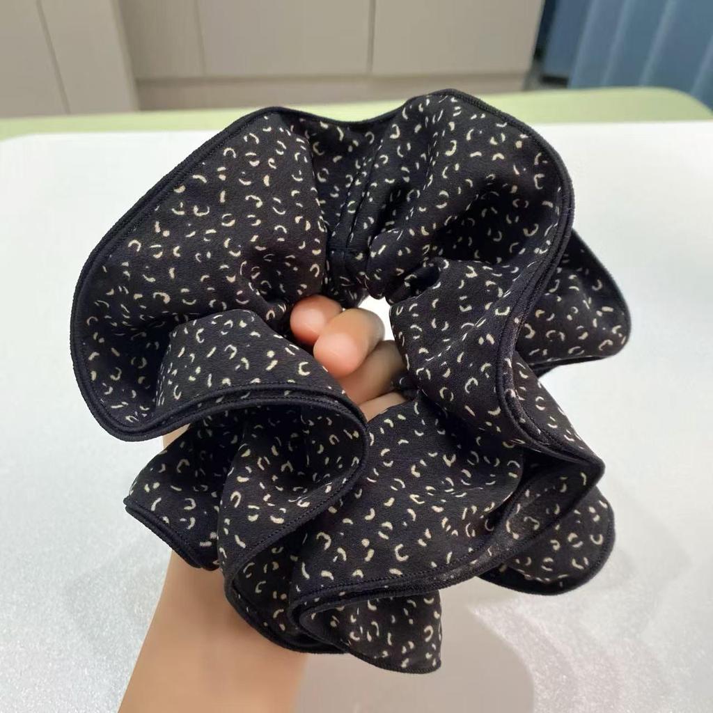 Korean Leopard Print Scrunchie: 4 Layers for Fuller Hair, Women's 2025 Edition, Simple & Elegant Hair Accessory.