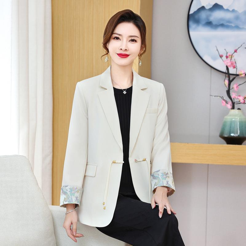 Spring Jacket: New Chinese Style Lapel Suit for Middle-aged & Elderly Women