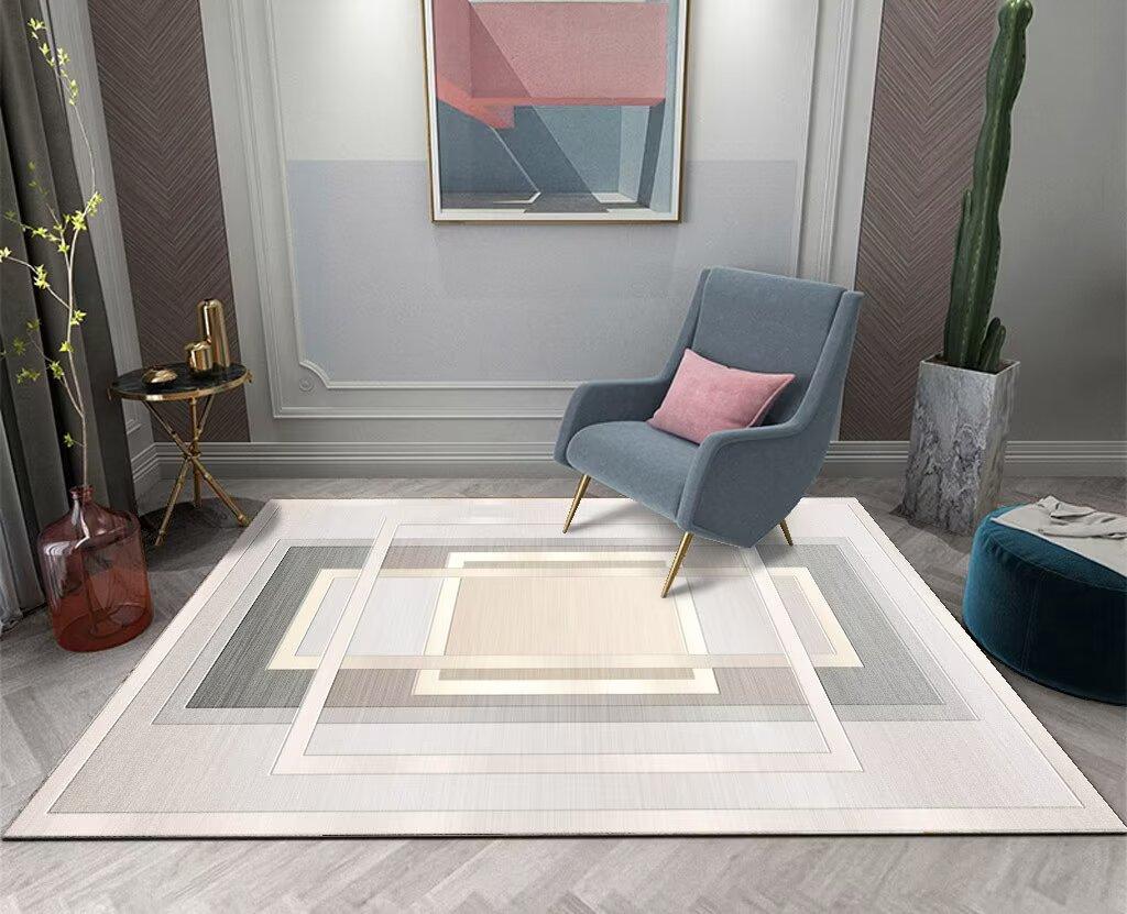 

Golden Flowing Light Decor Living Room Carpet Large Soft Washable Home Modern Luxury Antiskid Floor Mat Bedside Bedroom Rug 60x90cm