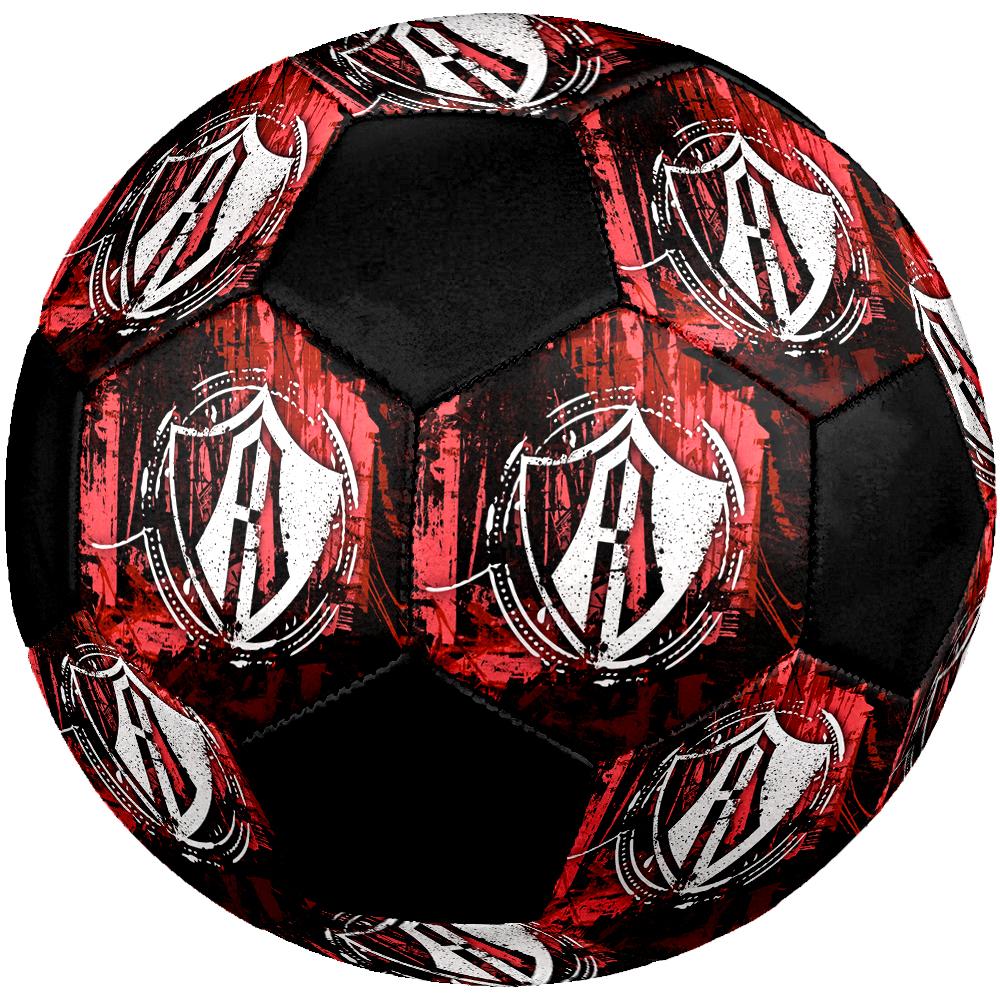 SIZE 5 Atlas Football Club (Black & Red Background) Soccer Ball Colorful All Ages Machine Stitched PVC Competition Ready Durable High-Bounce