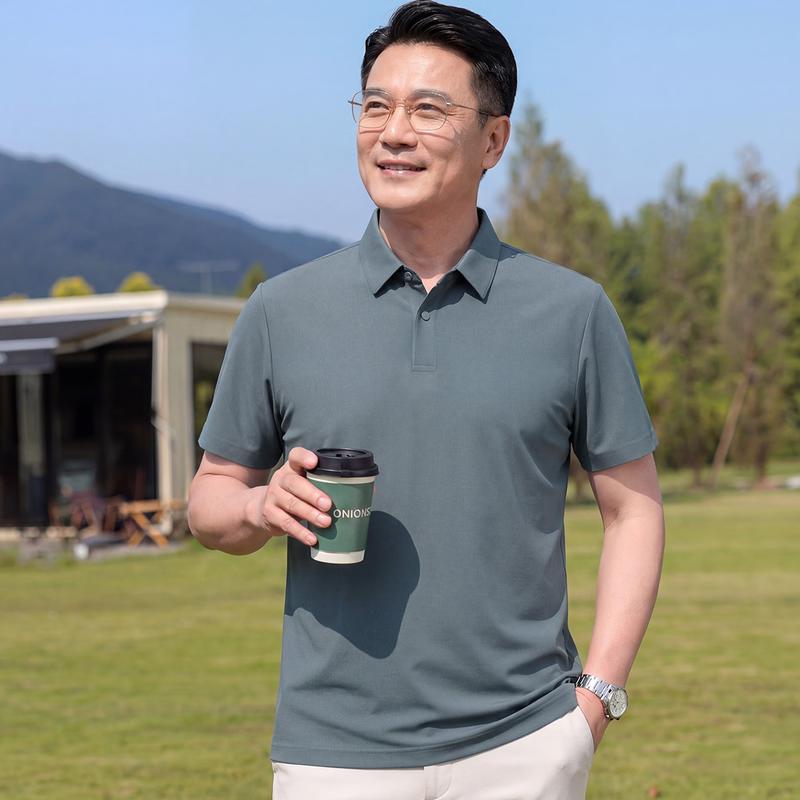 Yuzhaolin Men s Short-Sleeve Plaid Polo Shirt 3XL