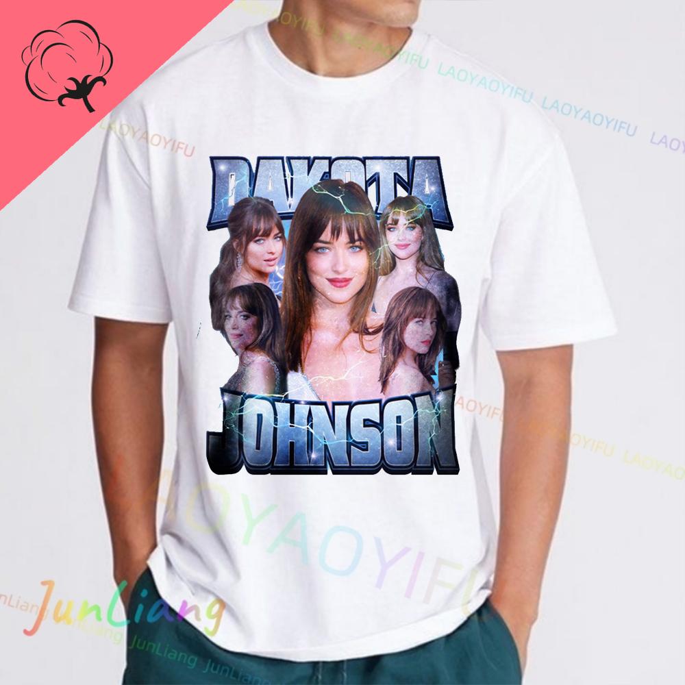 Dakota Johnsons Mens Cotton Tshirt Retro 90s Fans Gift Tee Tshirt Y2k Vintage Top Streetwear Aesthetic Clothing Short Sleeve