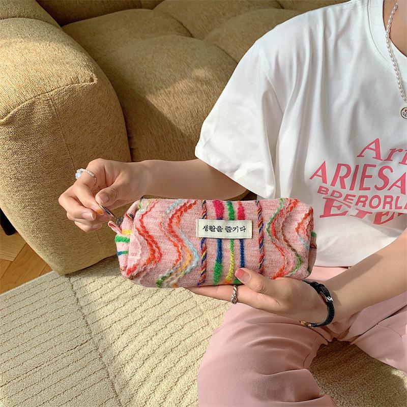 

Rainbow Large Embroidered Capacity Cosmetic Pouch Portable Travel Storage Wash StyleC